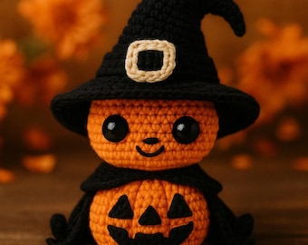 Halloween Pumpkin Witch Amigurumi Crochet Pattern PDF, Witch Amigurumi, Crochet Pumpkin Witch Pattern
