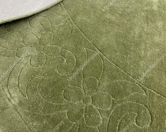 Handmade Green Wool Round Rug – Design Cut, Modern Decor For Living Room Bedroom Area Rug 3x3 4x4