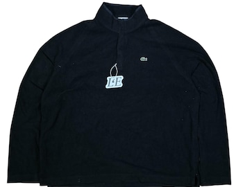 Men’s Vintage Lacoste 1/4 Zip Sweatshirt Black Size M