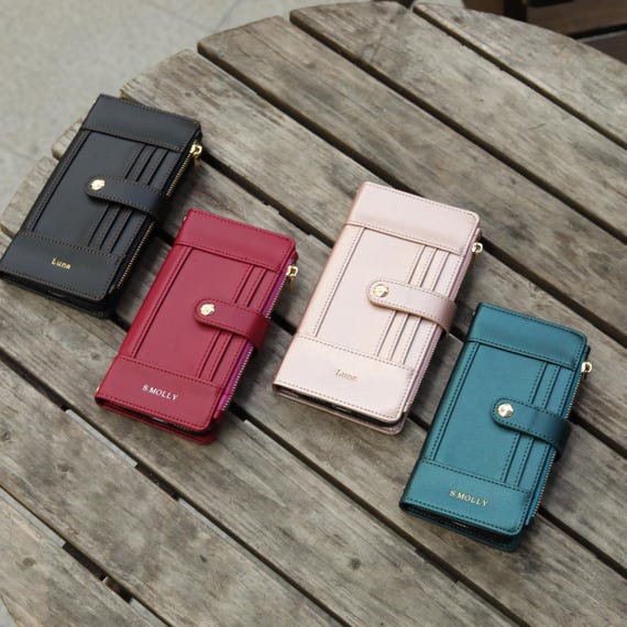Personalized Samsung Phone Case Galaxy S23 S24 S25丨Vegan Leather Case with Large Capacity Multi-layer Card Holder丨 Initials Name Engraved
