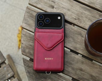 Personalized Vegan Leather iPhone Case丨Customized Case for iPhone 17/16/15/14/13丨Name Engraved丨Large Capacity Multi-layer Card Holder