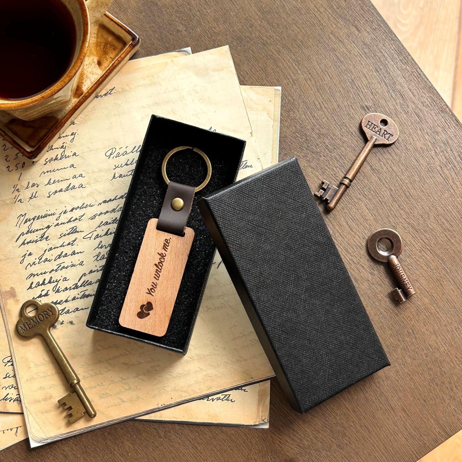 Personalized Wooden Keychain With Engraving, Custom Initials & Text ...