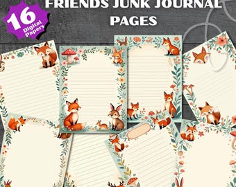 Woodland Junk Journal Pages, Woodland Storybook, Junk journal kits, Animal junk journal, Animal Forest