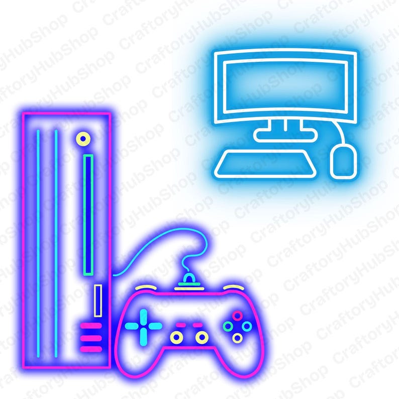 Gaming Icon Led 43 Neon Gaming Elements PNG Clipart Bundle Gamer Icons Printable ...