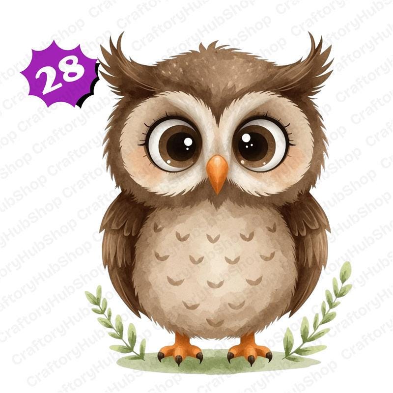 28 Owl Printable Images Bundle Woodland Bird Clipart Digital Art Set 12x12 JPG Files Rustic Wall Dec