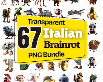 Włoski zestaw clipartów PNG Brainrot | Zabawne postacie memów | Cyfrowe zabawne PNG Tralalero Tralala, Bombardino Cocodrilo, Rhino Toasterino