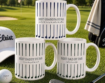 Personalized Best Dad By Par Mug, Custom Kids Names Golf Dad Coffee Cup, Father's Day Golf Gift, Golfer Dad Gift from Daughter Son
