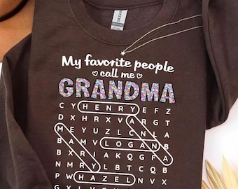 Personalized Grandma's Favorite People Word Search Puzzle Png, Custom Kids Names Nana Mimi Gigi Png , Mother's Day Gift For Grandma Mom