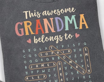 Personalized This Grandma Belongs To Word Search Puzzle Png, Custom Kids Names Nana Mimi Gigi Png , Mother's Day Gift For Grandma Mom