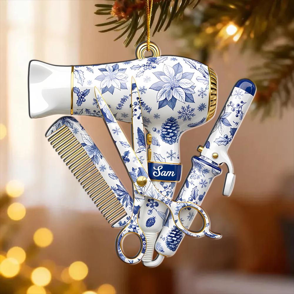 white christmas dresses OrnamentallyYou Santa’s Favorite Hairstylist Christmas Ornament, Hairdresser Appreciation Gift Idea main image 1