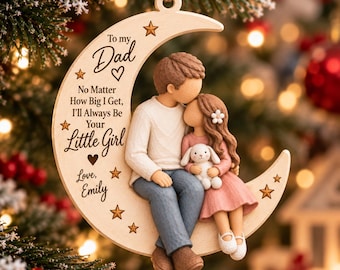 Personalized Dad and Daughter Ornament, Father Daughter Christmas Ornament, Custom Name Dad Gift, Daddy Daughter Keepsake, Gift for Dad