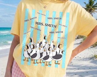 Custom Name Seagulls Teacher Shirt, Funny Teacher Tee, Teacher Appreciation Gift, Funny Personalized Teacher Nemo T-shirt, Last Day
