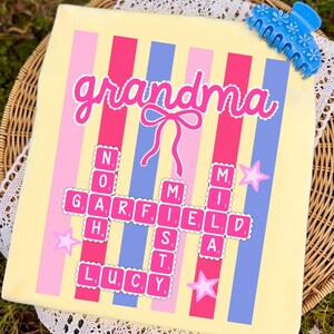 Crucigrama personalizado de lunares y rayas para abuela PNG, nombres personalizados para niños Nana Mimi Gigi PNG, regalo del Día de la Madre para la abuela Mamá