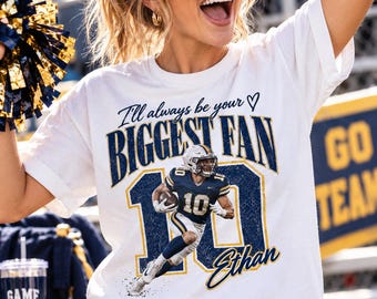 Custom Football Mom Shirt, I'll Always Be Your Biggest Fan Shirt, Personalized Football Mom Tee, Custom Dad Shirt, Football Game Day Shirt