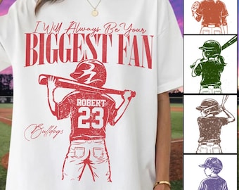 Custom Name and Number Baseball Mama Png, I'll Always Be Your Biggest Fan, Baseball Mom Png, Girly Baseball Png, Baseball Family Png