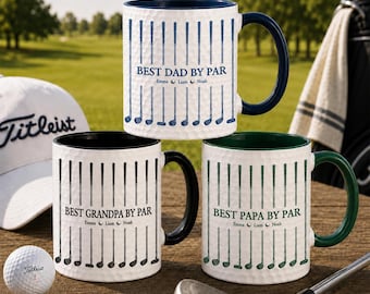 Personalized Grandpa Dad Golf Mug, Best Dad By Par Mug, Personalized Golf Dad Mug, Custom Baby Photo Mug, Father’s Day Gift