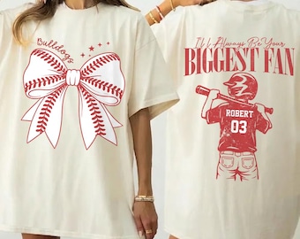 Custom Name and Number Baseball Mama Png, I'll Always Be Your Biggest Fan, Baseball Mom Png, Girly Baseball Png, Baseball Family Png