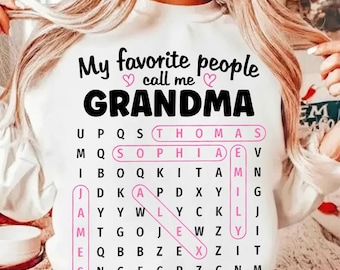 Personalized Grandma's Favorite People Word Search Puzzle Png, Custom Kids Names Nana Mimi Gigi Png , Mother's Day Gift For Grandma Mom