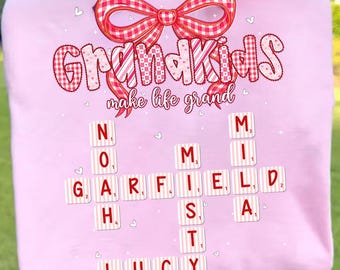 Personalized Mama Gigi Nana Crossword Valentine Png, Nana Grandma Valentine With Kids name Png, Grandkids Png, Sublimation File