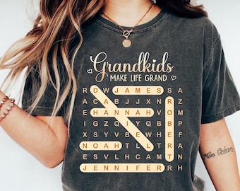 Personalized Grandkids Make Life Grand Word Search Puzzle Png, Custom Kids Names Nana Mimi Gigi Png , Mother's Day Gift For Grandma Mom