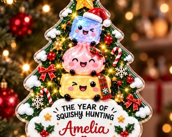 Personalized Name Squishy Ornament 2026: The Year Of Squishies Keepsake, Butter Dumpling Ice Cube Ornament, Girls Christmas Gift