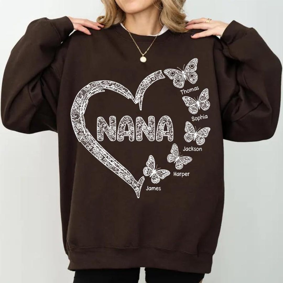 Personalized Grandma Lace Pattern Butterflies Heart - Personalized ...