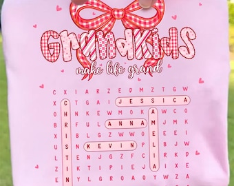 Personalized Mama Gigi Nana Crossword Valentine Png, Nana Grandma Valentine With Kids name Png, Grandkids Png, Sublimation File