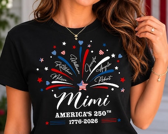 Mimi Abuela 250º Aniversario de Estados Unidos PNG, Diseño de Camiseta del 4 de Julio, Nombres Personalizados de Nietos PNG, Gráfico de Fuegos Artificiales Patrióticos para la Abuela, 250 Años de EE. UU.