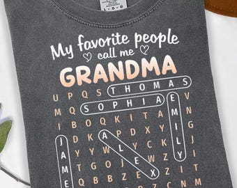 Personalized Grandma's Favorite People Word Search Puzzle Png, Custom Kids Names Nana Mimi Gigi Png , Mother's Day Gift For Grandma Mom