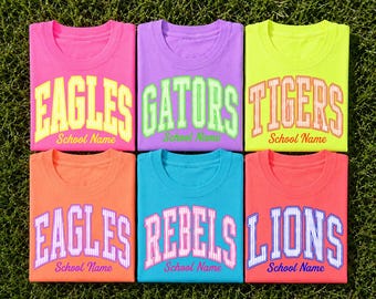 Custom School Mascot Football Baseball Hockey Neon Design PNG, Custom School Team PNG, Custom Mascot PNG, School Spirit Png, Gameday Png