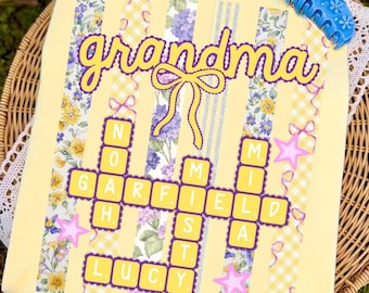 Personalized Grandma Striped Crossword Png, Custom Kids Names Mama Nana Mimi Gigi Png , Mother's Day Gift For Grandma Mom, Digital File