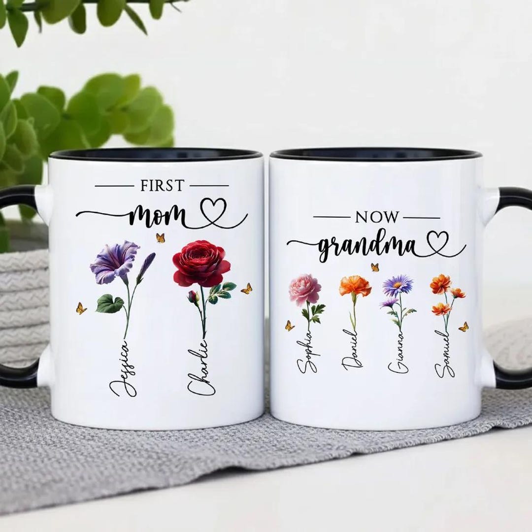 Personalized First Mom Now Grandma Garden Mug, First Mom, Now Grandma ...