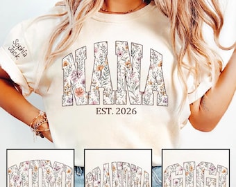 Personalized Grandma Nana Mama Floral Png, Custom Kids Names Nana Mimi Gigi Png , Mother's Day Gift For Grandma Mom Png