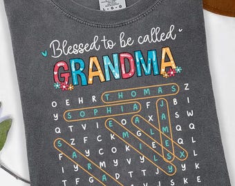 Personalized Blessed To Be Called Grandma Search Puzzle Png, Custom Kids Names Nana Mimi Gigi Png , Mother's Day Gift For Grandma Mom
