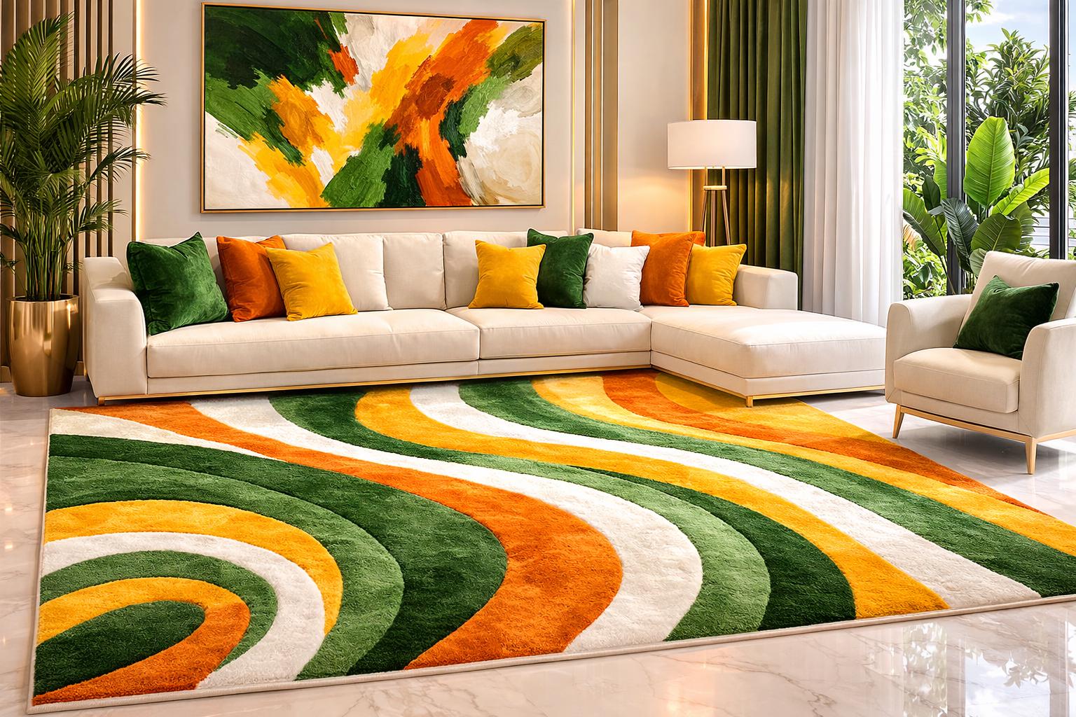 Orange green rug - Etsy 日本