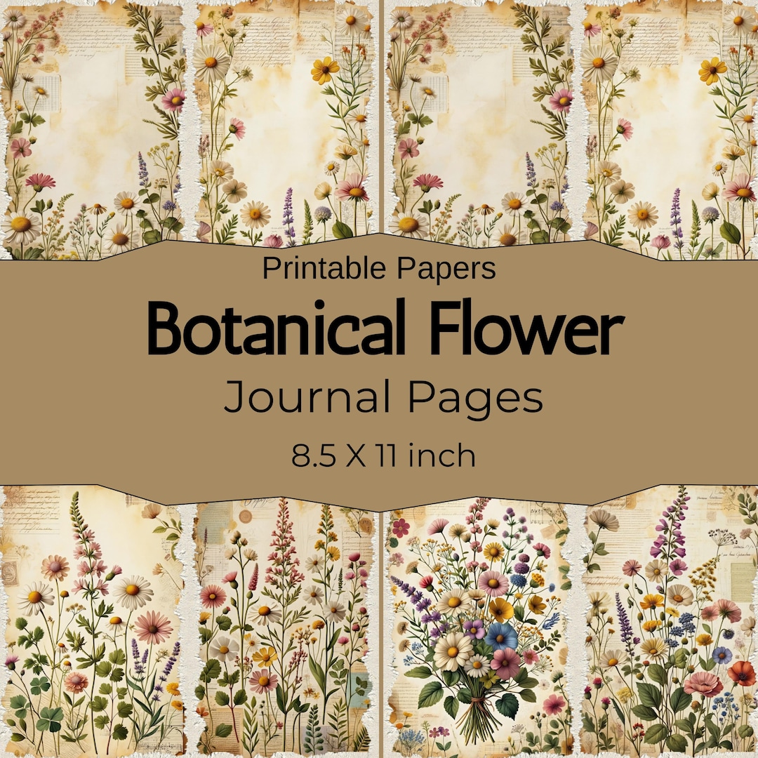 Printable Botanical Flower Journal Kit | Vintage Floral Journal Pages ...
