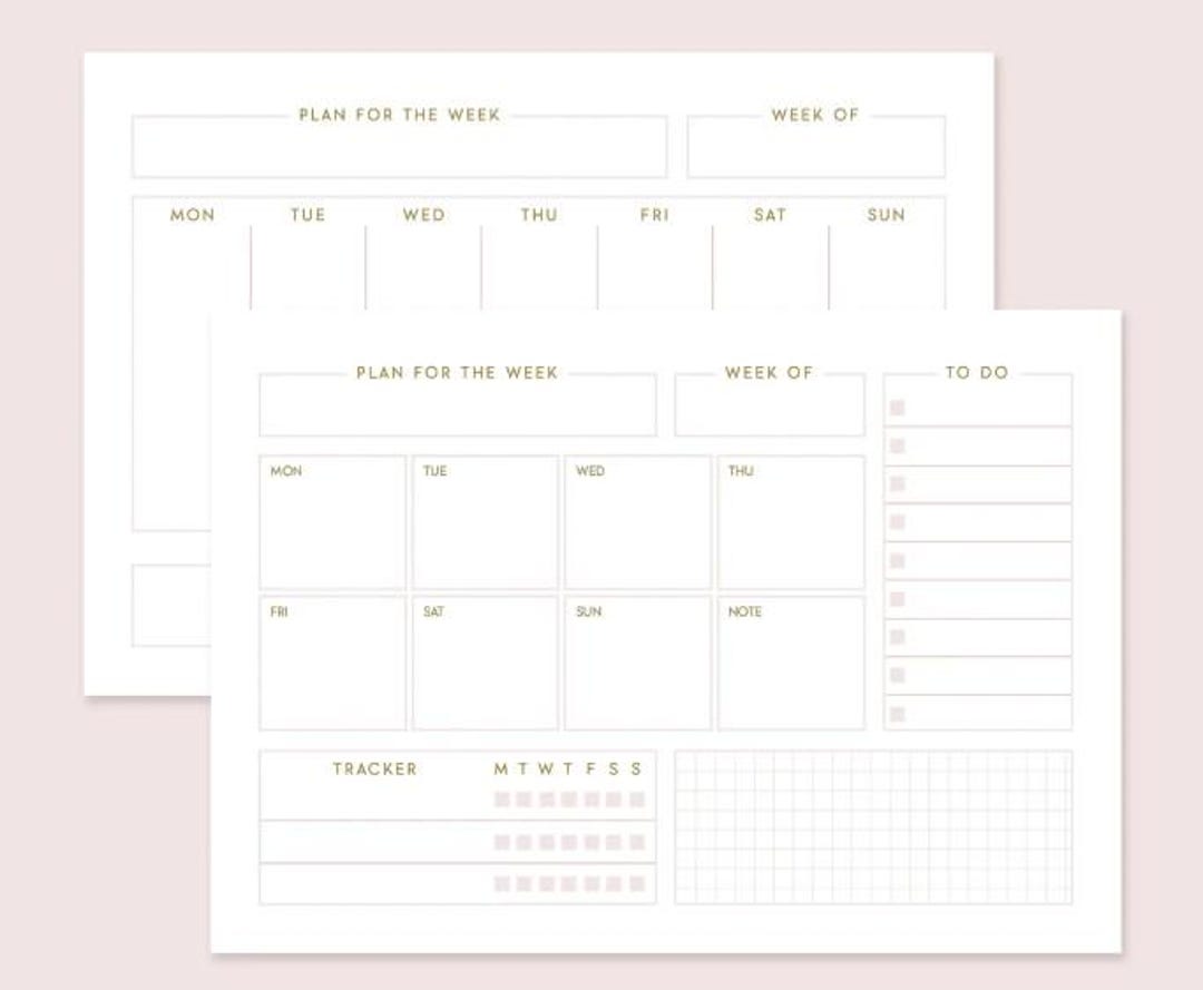Printable Weekly Planner | Minimalist Productivity Template | A4 ...
