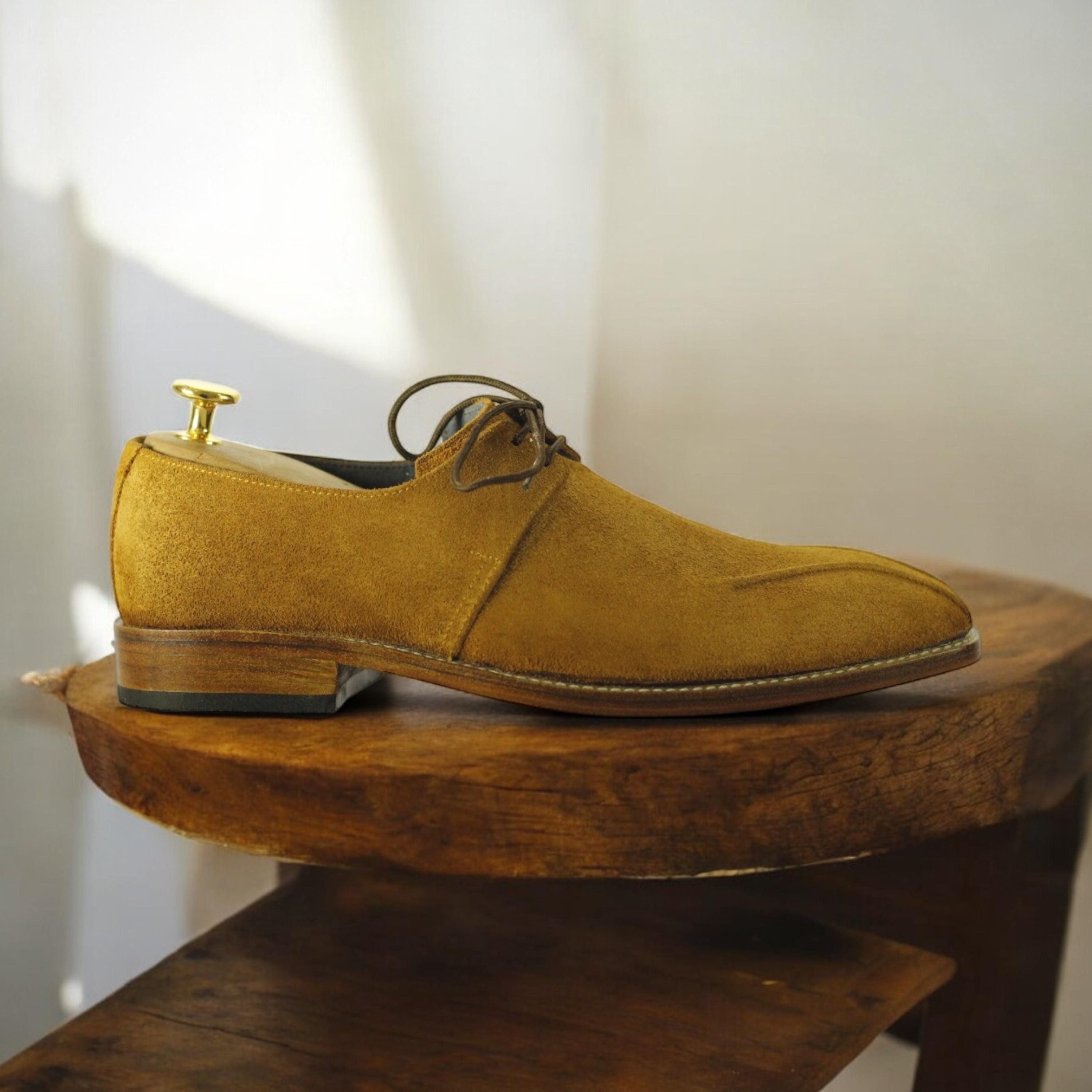 mustard yellow dress shoes Antonio Cerrelli 7024 Yellow Moc Toe Woven Strap Slip-on Men's Dress S CC Suits