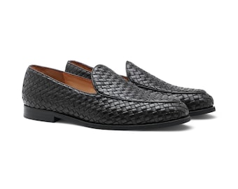 Zapatos negros para hombre, nuevos y elegantes, hechos a mano, de piel auténtica, mocasines sin cordones, zapatos formales informales de primera calidad, calzado elegante.