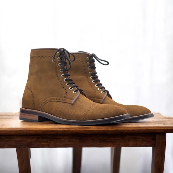 Bespoke Handmade Grey Boot | Wingtip Ankle Boots | Classic  display picture 1