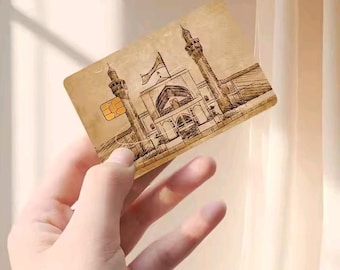 Islamic Credit Card Protector Sticker – Imam Ali Shrine Design with Arabic Calligraphy – Shia Card Cover Muslim Gift