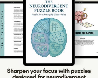 Libro de rompecabezas para personas neurodivergentes / Ejercicios cerebrales para el TDAH y el autismo