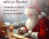 Weihnachtsmann Brief zum Ausdrucken, liebevoll gestalteter Kinderbrief & Mehrkinder-Version inkl. Kuvert, magische Weihnachtspost PDF