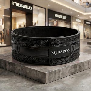 Python Embossed Leather Weightlifting Belt, Gym Lever Belt, Powerlifting Belt, Fitness Belt, Custom Gym Belt. image 4