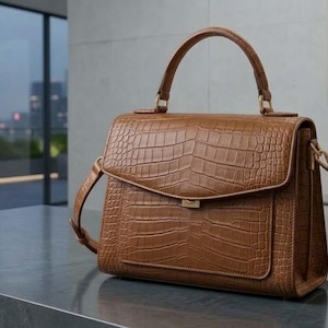Handmade Crocodile Leather Handbag for Women | Embossed Leather Purse