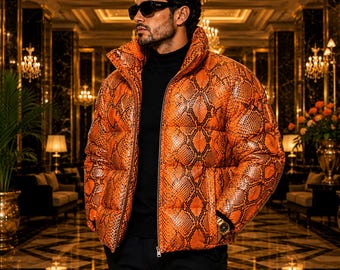 Python Puffer Jacket for Men Luxury Winter Bubble Coat Streetwear Fashion Jacket,Lederjacke Herren.