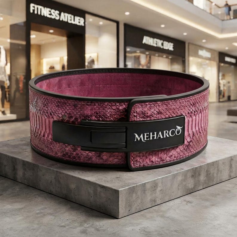 Python Embossed Leather Weightlifting Belt, Gym Lever Belt, Powerlifting Belt, Fitness Belt, Custom Gym Belt. image 2