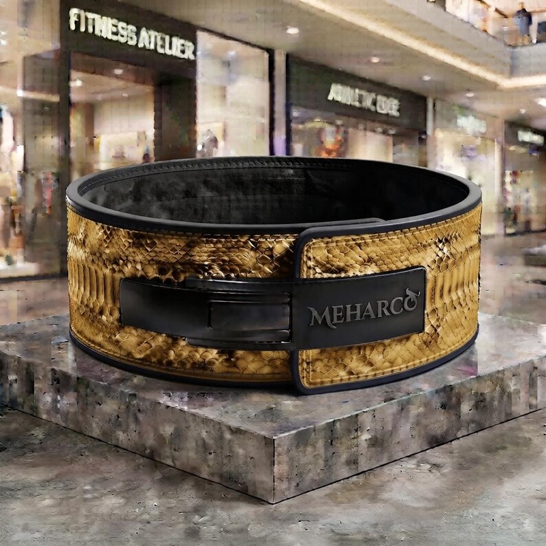 Python Embossed Leather Weightlifting Belt, Gym Lever Belt, Powerlifting Belt, Fitness Belt, Custom Gym Belt. image 7