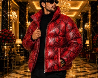 Python-pufferjack voor heren, gewatteerde winterjas met ritssluiting, luxe streetwear bubbeljas, Lederjacke Herren.