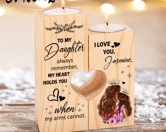 Vitray and wood candleholder Mom